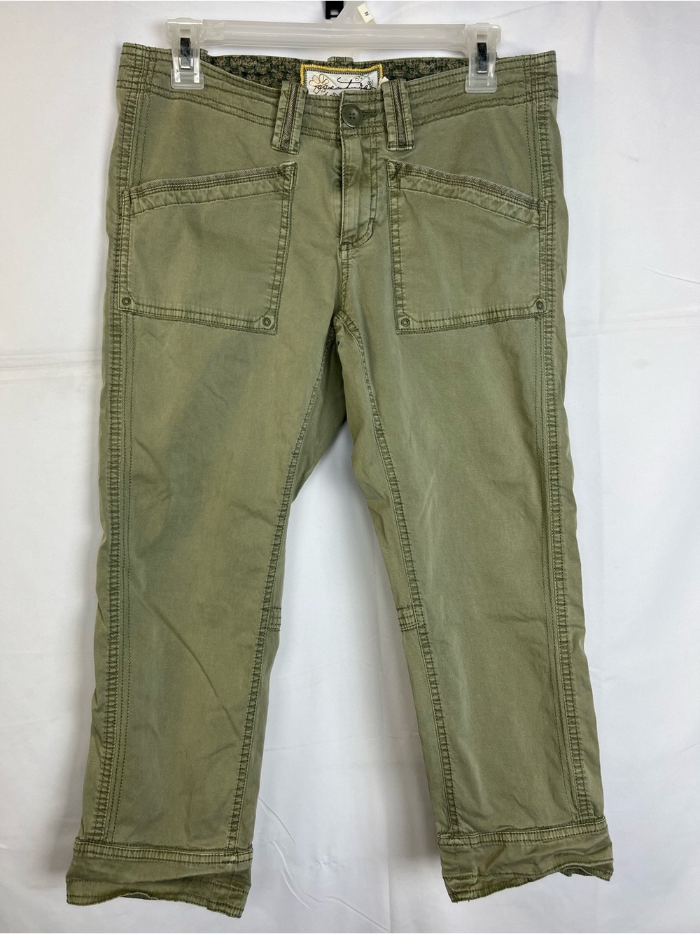 Y2k Aventura Arden Organic Cotton Cargo Capri Pants Womens Size 4 Olive Green